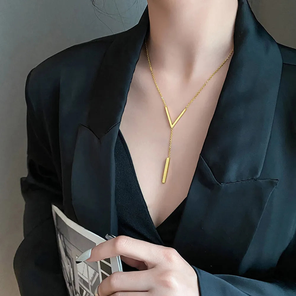 SUMENG New V-shaped Long Sexy Clavicle Necklace