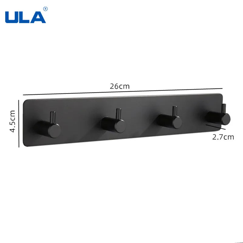 ULA Stainless Steel Wall Hook 3M Sticker Adhesive Door Hook Towel Clothes Robe Rack Toilet Accessories Shower Accessories