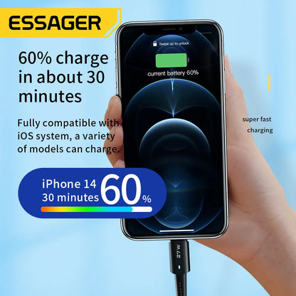 Essager USB C Cable For IPhone 14 13 12 11 pro Max XS 20W Fast Charging Cable Type C To Lighting Date Wire For iPad Macbook