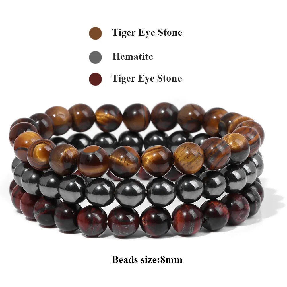 8mm Natural Stone Bracelet Set 3Pcs/set