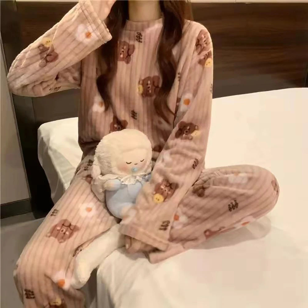 Casual Fleecing Hoodie Pajama Suit