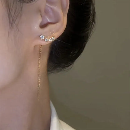 Trend Long Wire Tassel Thread Chain Earrings