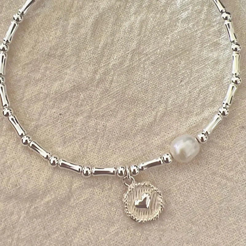 VENTFILLE 925 Sterling Silver Pearls Bamboo Knots Bracelet