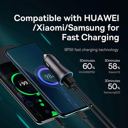 Baseus 60W Car Charger Quick Charge 4.0 3.0 For Xiaomi USB C Type C PD Fast Car Phone Charger For iPhone 15 14 11 Pro Max Xiaomi