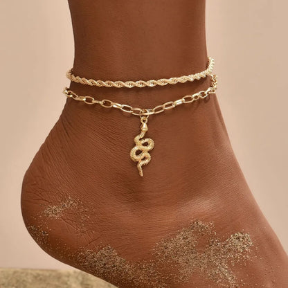 Bohemia Gold Color Snake Ankle Set