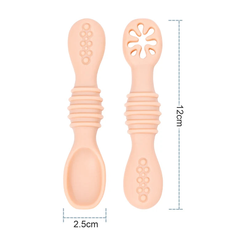 2PCS Cute Baby Learning Spoons Utensils Set