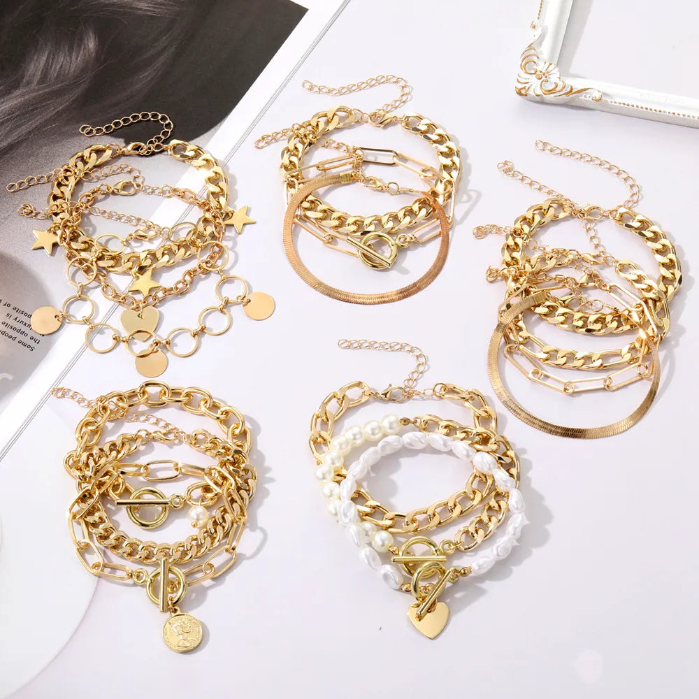 KISSWIFE Golden Cuban Link Chain Bracelets