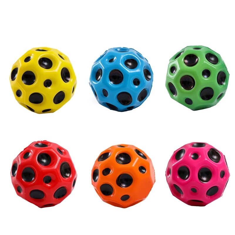 Hole Ball Soft Bouncy Ball Anti-fall Moon Shape Bouncy Ball for Outdoor Activity Novelty Fidget for Stress Reduce