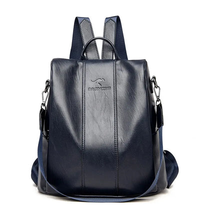 Anti-theft leather backpack vintage shoulder bag