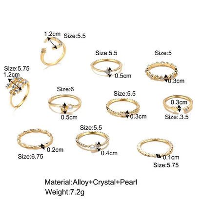 Boho Gold Color Heart Rings Set