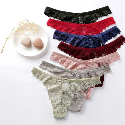 3 Pcs Woman Panties Sexy Lace Thong Underwear Lingerie