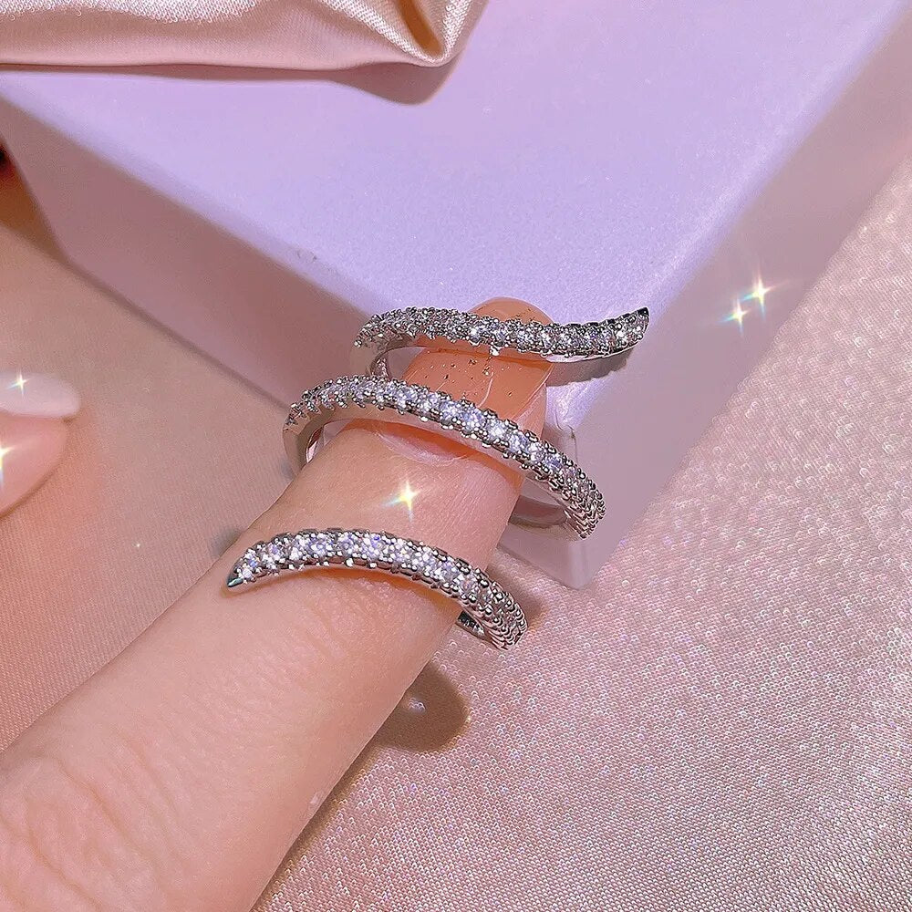 New Fashion 925 Silver Geometric Zircon Ring