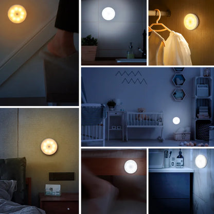 4pcs USB Rechargeable Motion Sensor LED Night Light Wall Decoration Bedroom Night Lamp Kitchen Cabinet Lights Child Nightlight