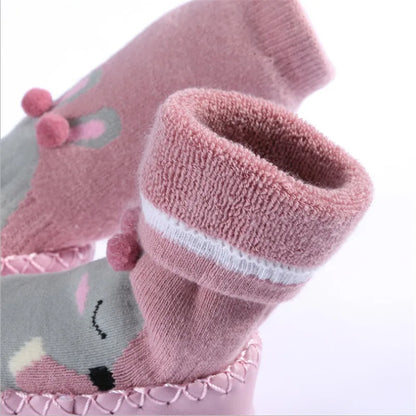 Winter Thick Terry Cotton Baby Girl Sock with Rubber