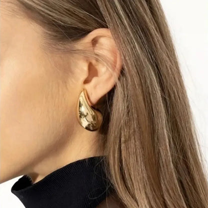 Vintage Gold Plated Chunky Dome Drop Earrings