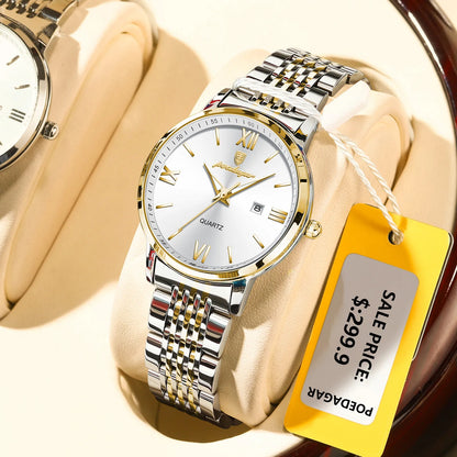 POEDAGAR Wristwatch Luminous Date Gold Watch
