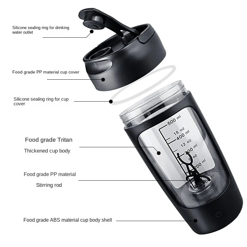 650ml USB Electric Portable Whey Protein  Shaker bottle  Fully Automatic Stirring Cup Rechargeable  Gym  BA Free Cocktail Blend