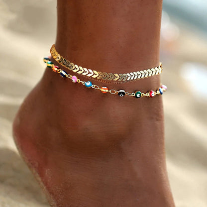 Bohemian Colorful Turkish Eyes Anklets