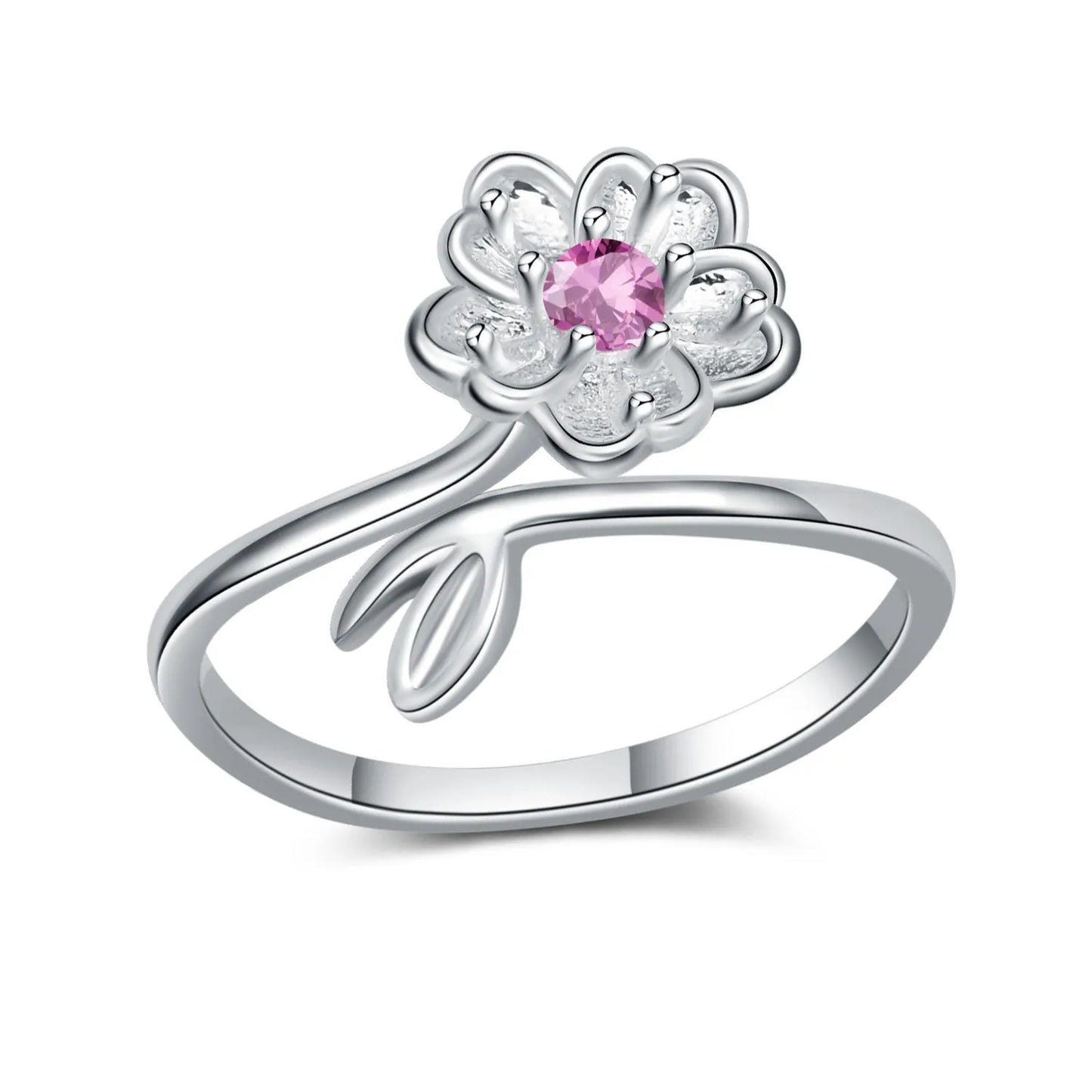 925 Sterling SilverOpen Flowers  Ring