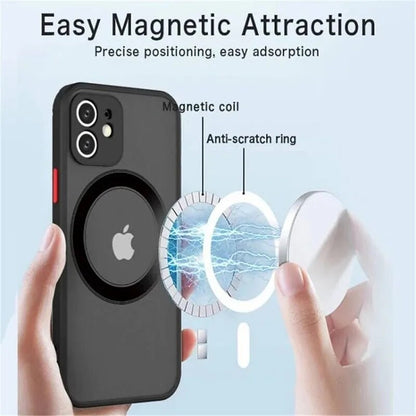 Luxury Magnetic For Magsafe Wireless Charge Case For iPhone 15 14 13 12 11 Pro Max Shockproof Armor Matte Cover