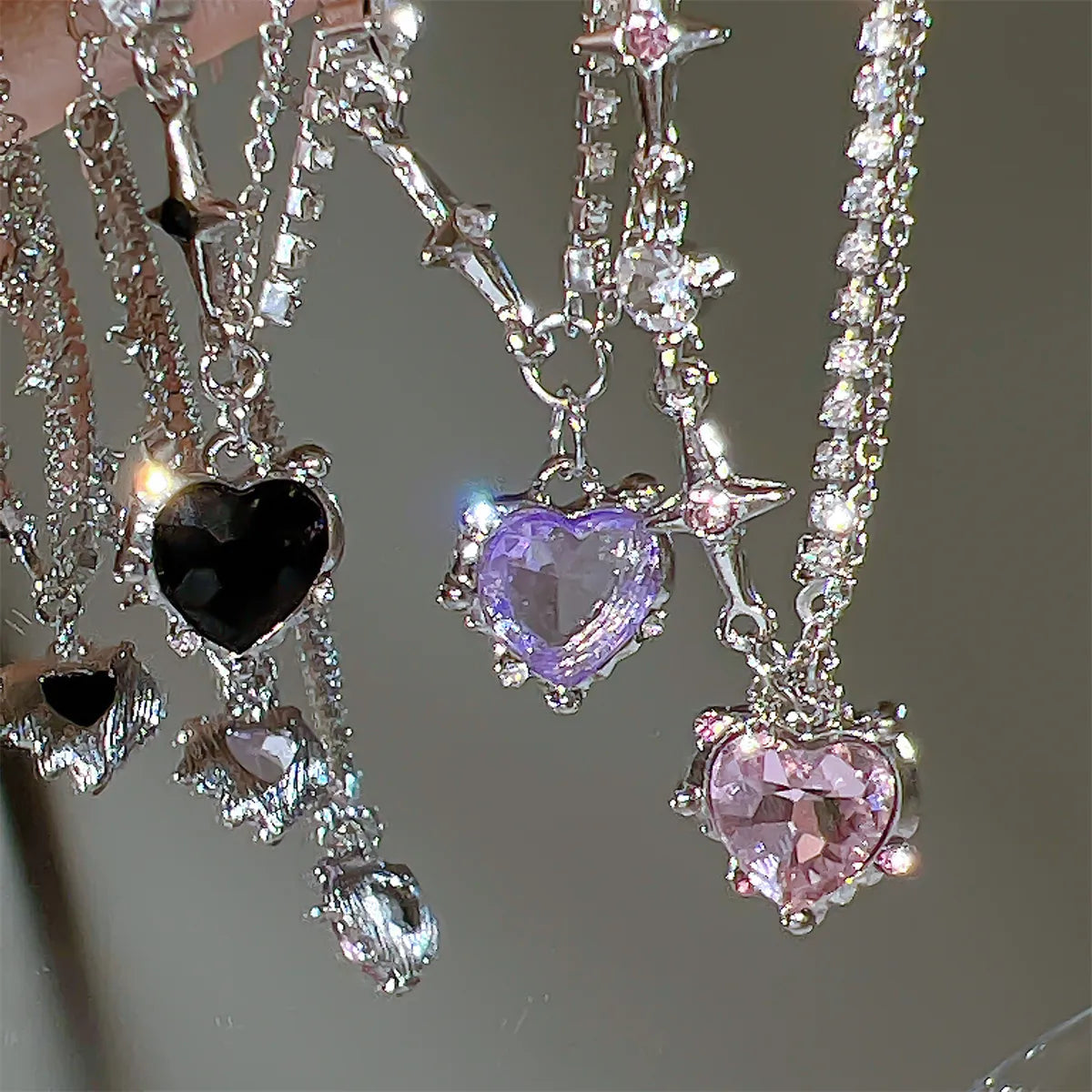 17KM Y2K Crystal Heart Necklace