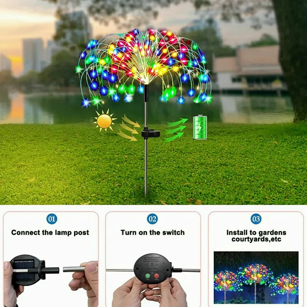 LED Solar Firework Fairy Lights Outdoor Waterproof