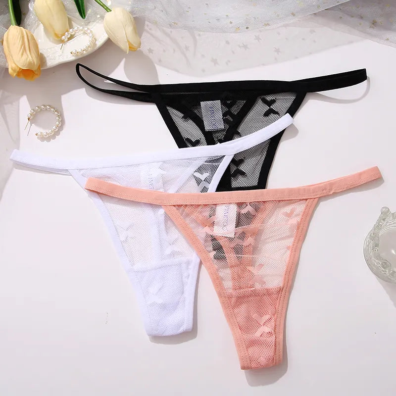 2PCS/Set Mesh Transparent Thong Panties Underwear