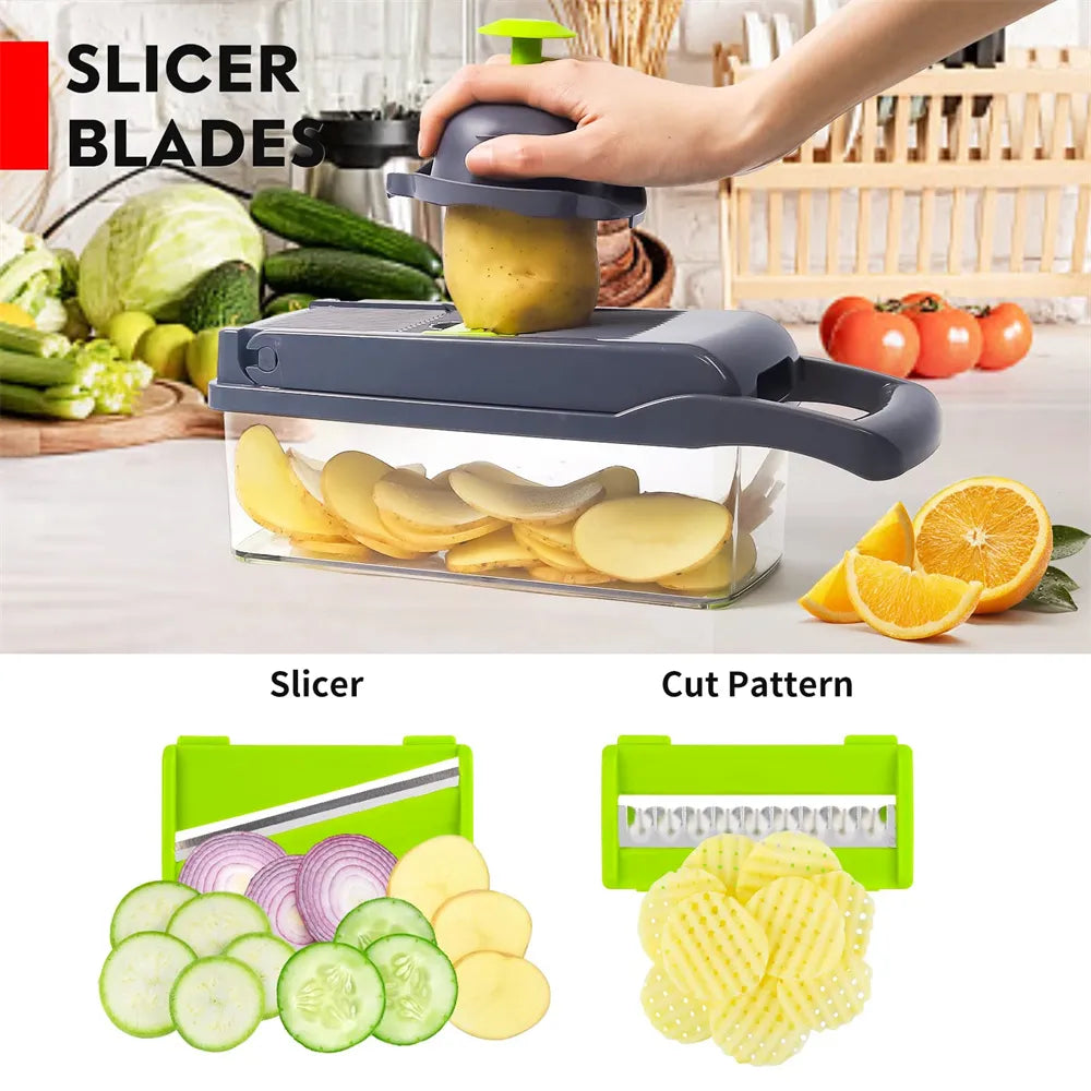 12 in 1 Vegetable Chopper Multifunctional Food Veggie Chopper Salad Manual Grater Kitchen Gadgets Mandolin Potato Cheese Grater