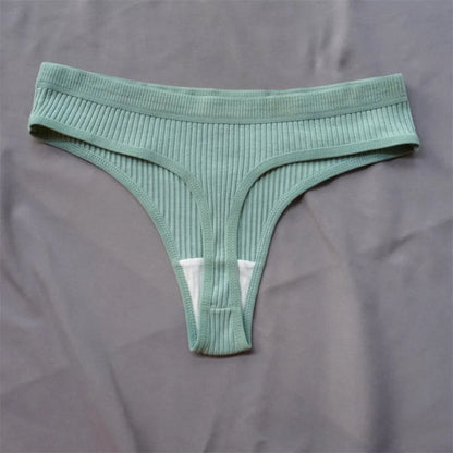 3 Pcs Seamless Ladies Ribbed Cotton Thong