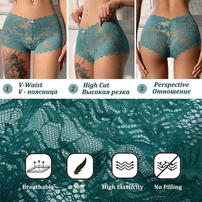3PCS Sexy Lace Panties Floral Perspective Uderwear