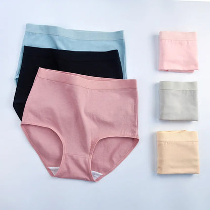 2Pcs Plus Size Cotton Panties Breathable High Waist Briefs