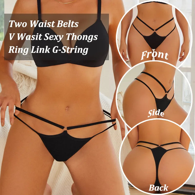 Women Cotton Panties Sexy Low Rise Hollow Out Waist G-String Thongs