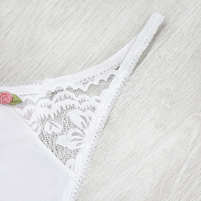 Sexy Lace Cotton Panties Low Rise Floral Perspective Thong Lingerie