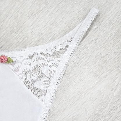 Sexy Lace Cotton Panties Low Rise Floral Perspective Thong Lingerie