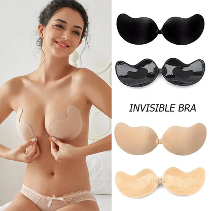 1PC Mango Shape Silicone Chest Stickers Lift Up Nude Bra Self Adhesive Strapless