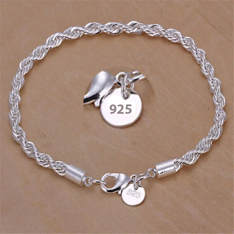 High quality 925 Sterling Silver 4MM Bracelets