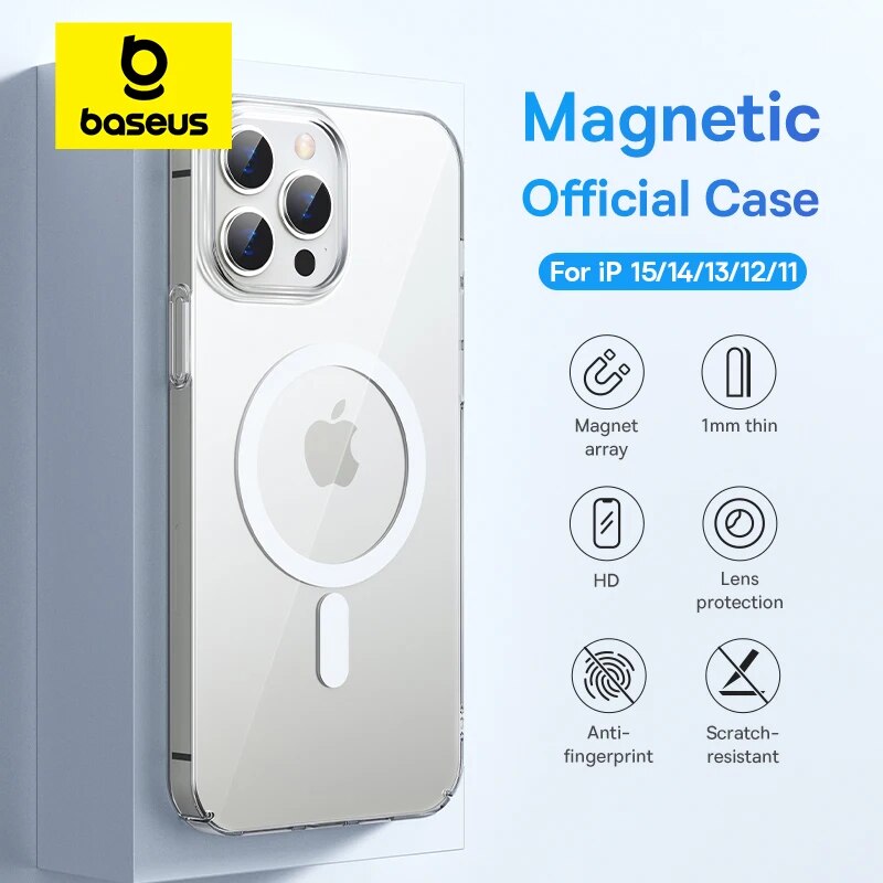 Baseus Magnetic Case for iPhone 14 15 13 12 11 Pro Max Wireless Charging Cover For iPhone 15 13 12 Pro Max PC Magnet Phone Case