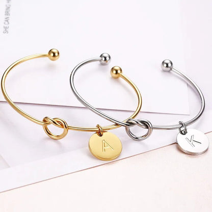 EOVNP Trendy Initial Coin Charm Bangle Bracelet