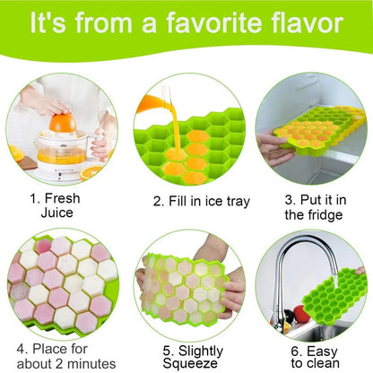 37 Cavity Honeycomb Ice Cube Trays Reusable Silicone Ice Cube Mold BPA Free Ice Maker with Removable Lids