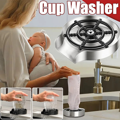 Automatic Cup Washer High Pressure Kitchen Glass Rinser Bar Bottle Cleaner Machine Cup Cleaning Tools for Beer Milk Bottle Tea