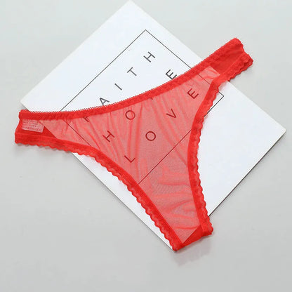 1-2 Pcs Transparent Thong Panties Women Lace See Through Crotch Mesh