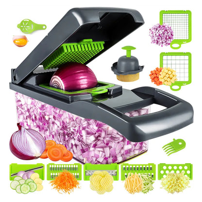 12 in 1 Vegetable Chopper Multifunctional Food Veggie Chopper Salad Manual Grater Kitchen Gadgets Mandolin Potato Cheese Grater