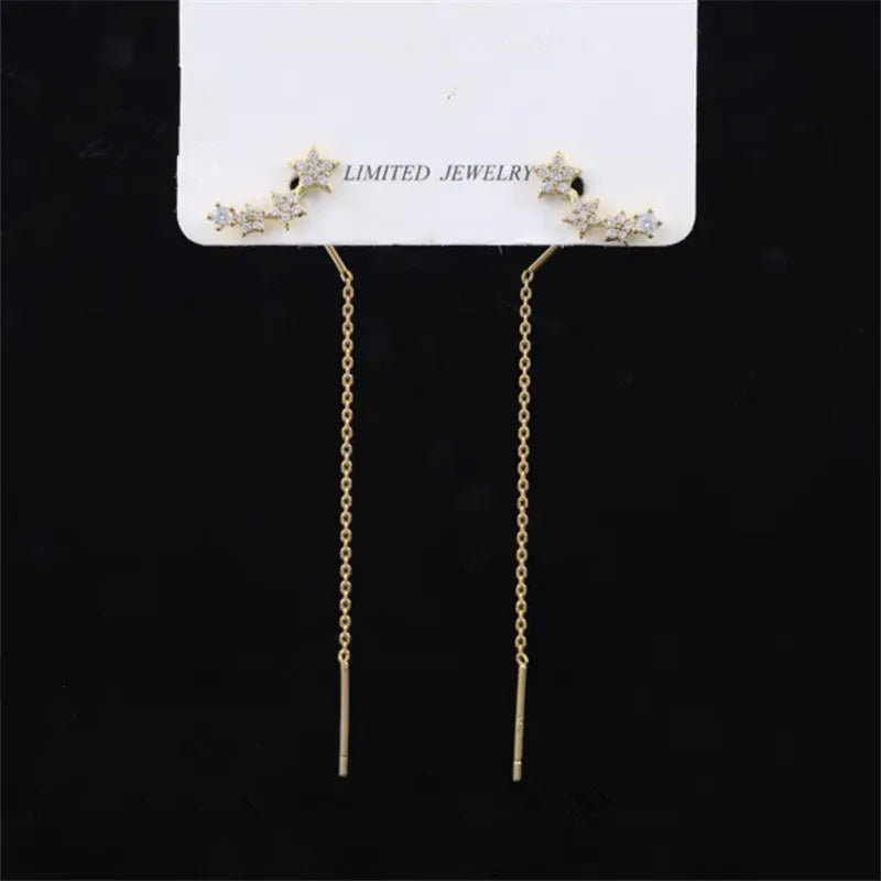 Trend Long Wire Tassel Thread Chain Earrings