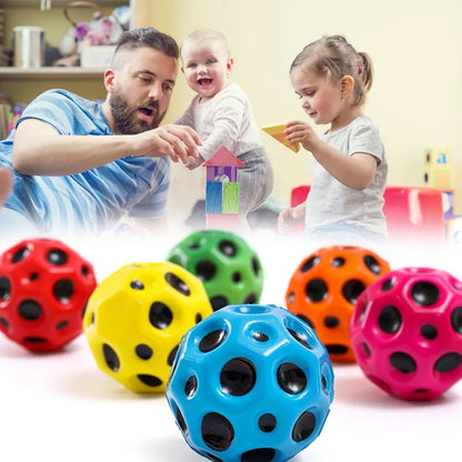 Hole Ball Soft Bouncy Ball Anti-fall Moon Shape Bouncy Ball for Outdoor Activity Novelty Fidget for Stress Reduce