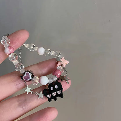 Harajuku Crystal Star Pentagram Pearl Beaded Bracelet