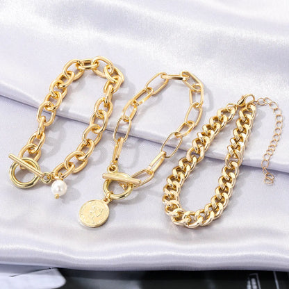 KISSWIFE Golden Cuban Link Chain Bracelets