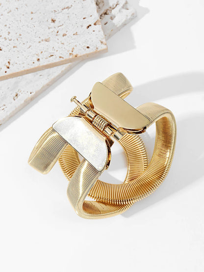 Elegent Alloy Wide Spring Cuff Bracelet