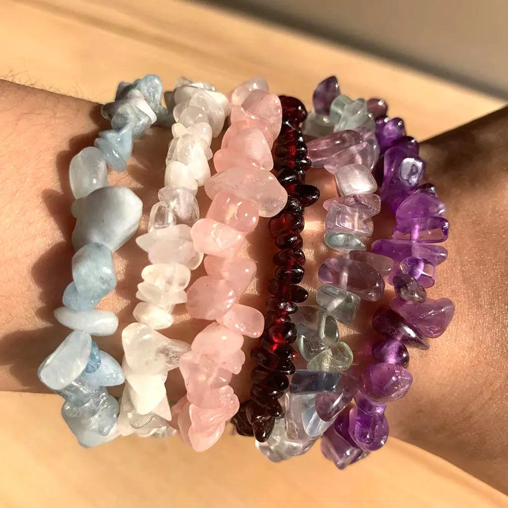 Natural Crystal Gemstone Irregular Energy Stone Bracelet