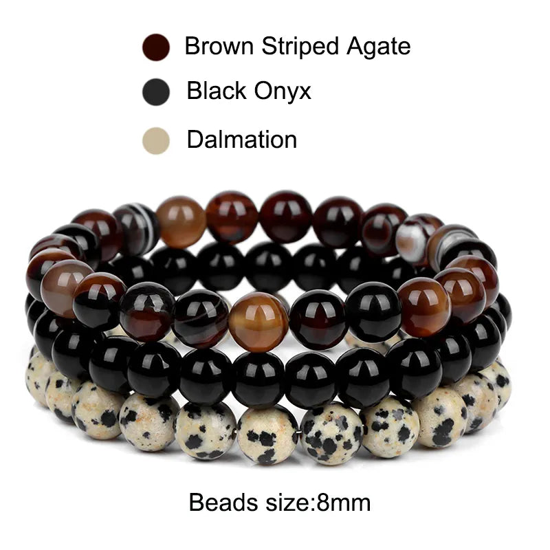 8mm Natural Stone Bracelet Set 3Pcs/set