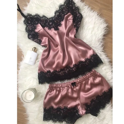 V-Neck Stretch Satin Babydoll